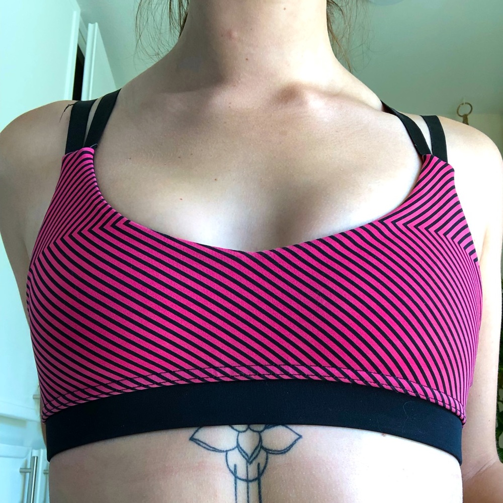 Sexy striped sports bra/bandeau top w/ funky strap